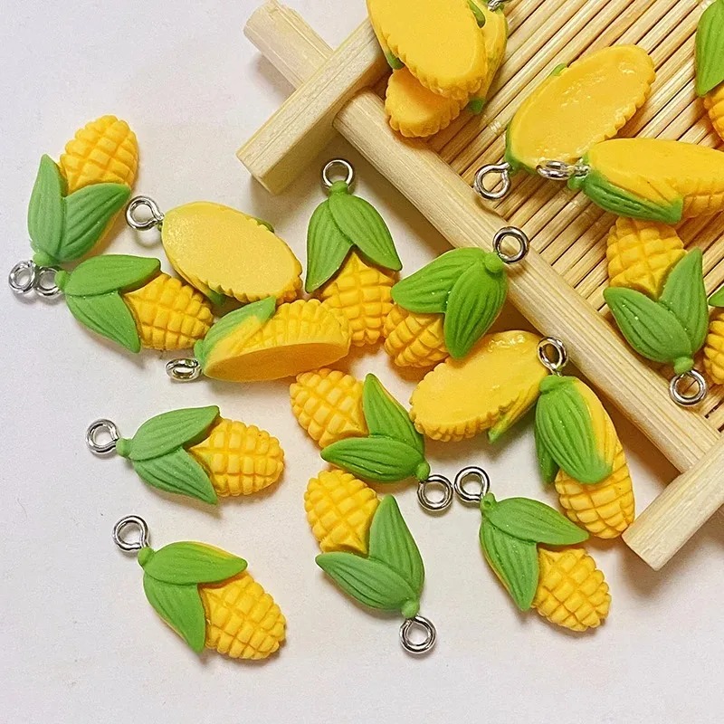 Resin Art Products - 20 Stück lustige Mini-Mais-Gemüse-Harzanhänger, künstliche Lebensmittelanhänger,