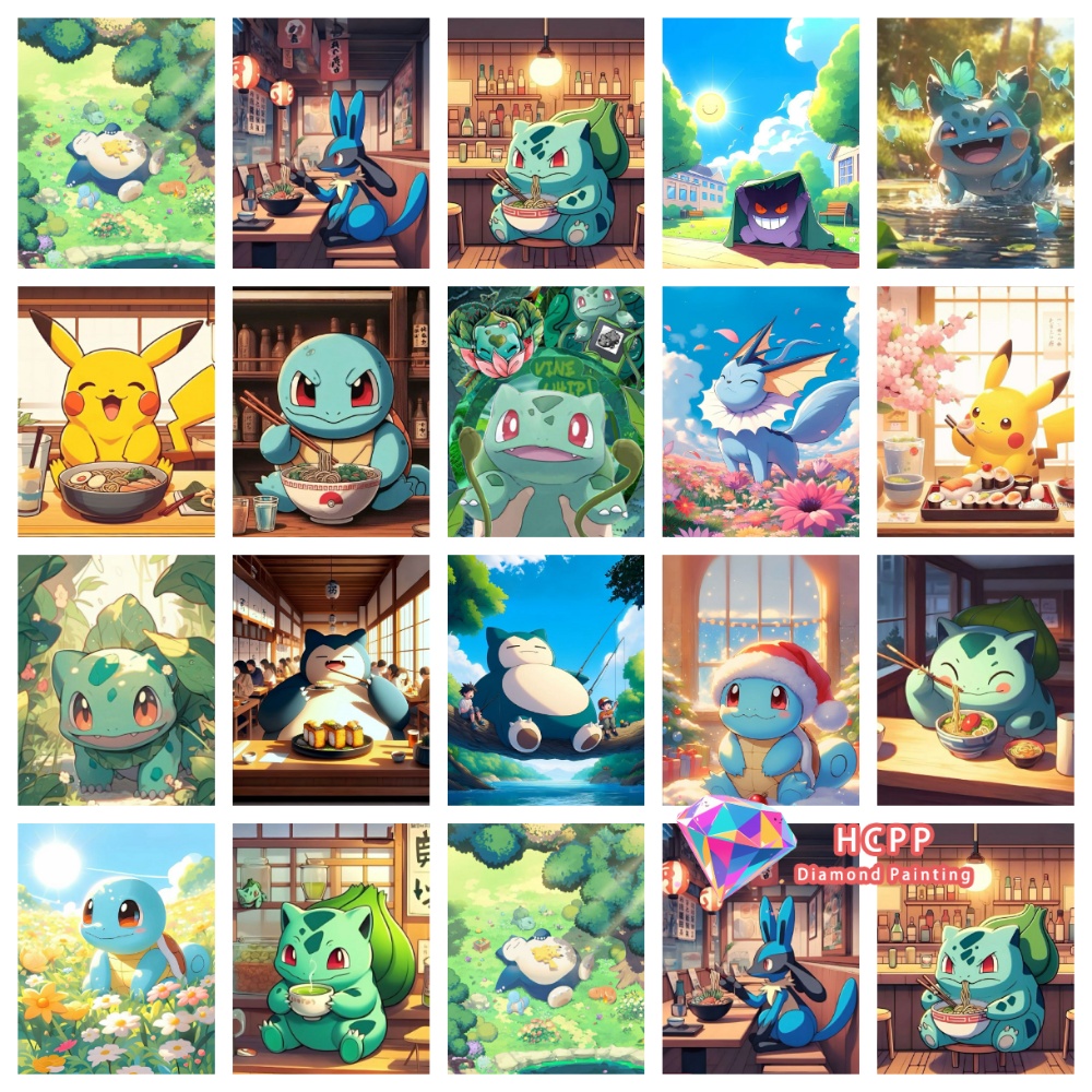 Resin Art Work - Pikachu Bulbasaur Squirtle Anime Diamond Painting