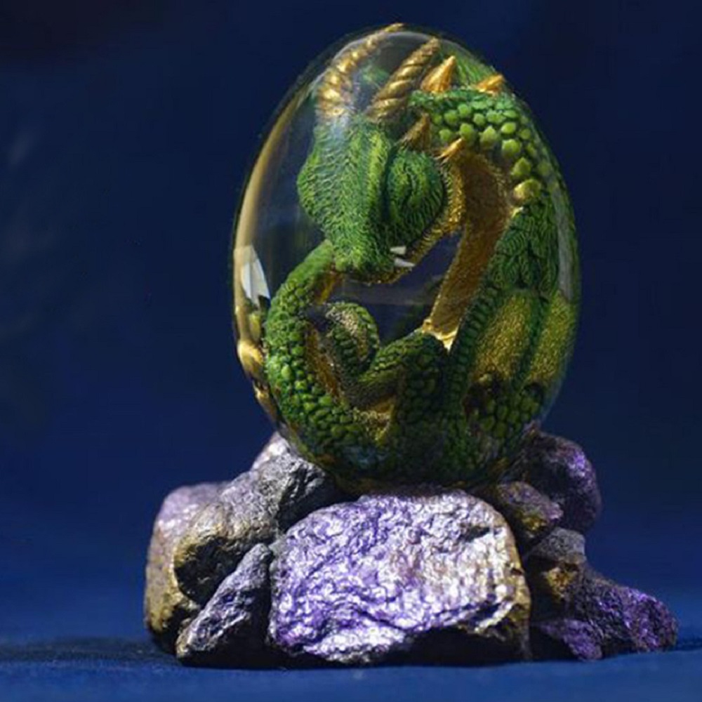 Resin Art Stand - Lava-Drachen-Ei-Statue mit Standfuß, Dinosaurier-Ei, Kunstharz-Figuren, Skulptur,