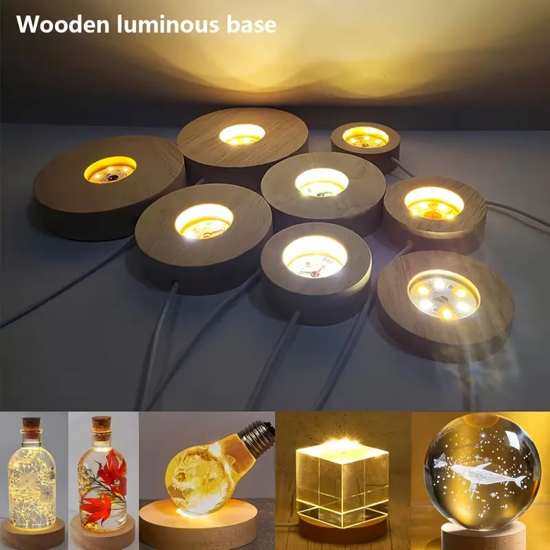 Resin Art Stand - Holz Runde LED Nachtlicht Basis Kunst