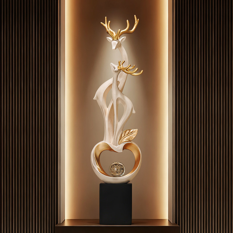 Resin Art Stand - Wohndekor Abstrakte Hirsch-Paar-Kunstskulptur Eingangsbereich-Dekoration Luxus Wohnzimmer