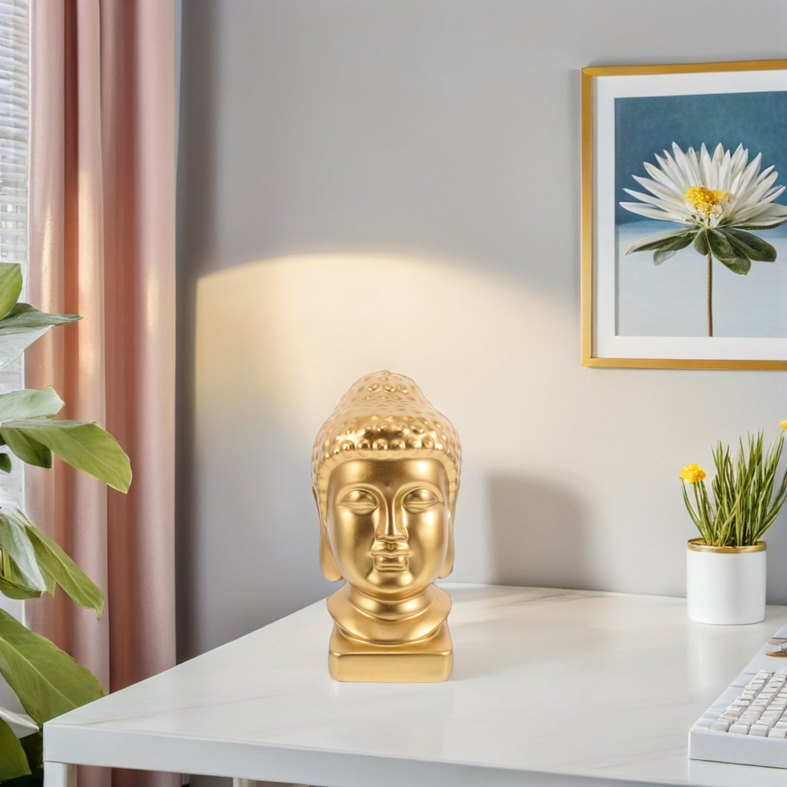 Resin Art Resin - Buddha-Kopf Kunststatue aus Harz, Elegante Detaillierte