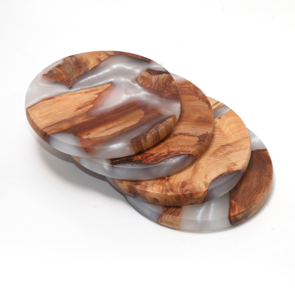 Resin Art Coasters - Getränkeuntersetzer-Set, Holz-Baruntersetzer, Kunstharz-Untersetzer für Kaffeetisch, Tischdekoration,