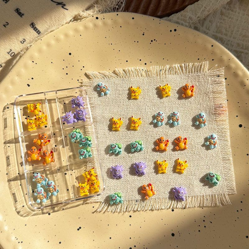 Resin Art Resin - Pokemon-Nagelkunst-Accessoires, niedliche Mini-3D-Squirtle- und Gengar-Harz-DIY-Nageldekorationen, ein