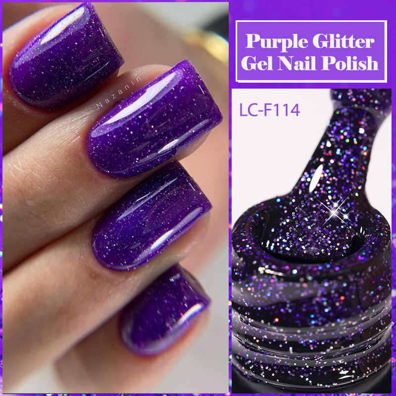 Resin Art Purple - LILYCUTE Lila Glitzer Pailletten Gel Nagellack