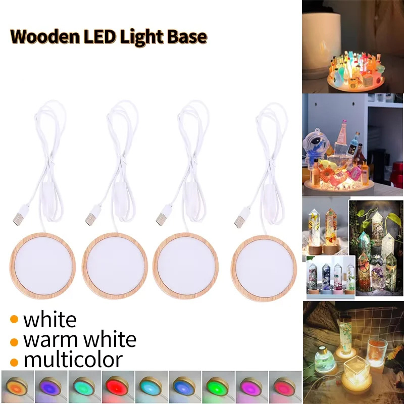 Resin Art Stand - LED-Nachtlicht-Basis 3D Dekorativer Holzhalter USB-Lampenhalter für