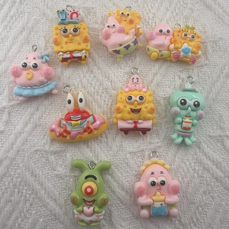 Resin Art Box - 10 Stück Cartoon-Harzanhänger, DIY-Schmuckherstellung, Ohrringe, Schlüsselanhänger-Zubehör