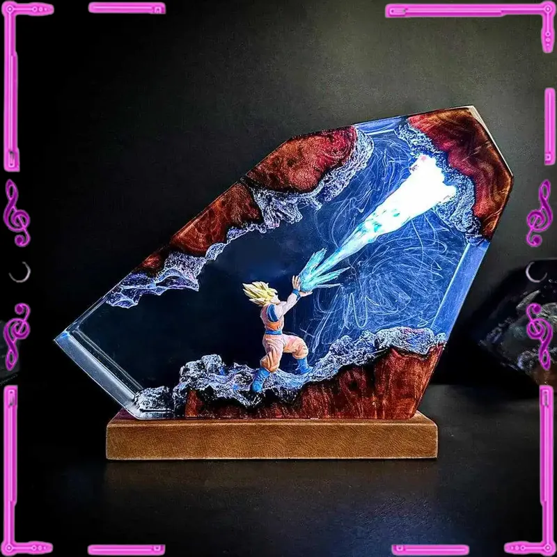 Resin Art Goku - Goku Kamehameha Epoxidharz LED-Nachtlicht, Dragon Ball
