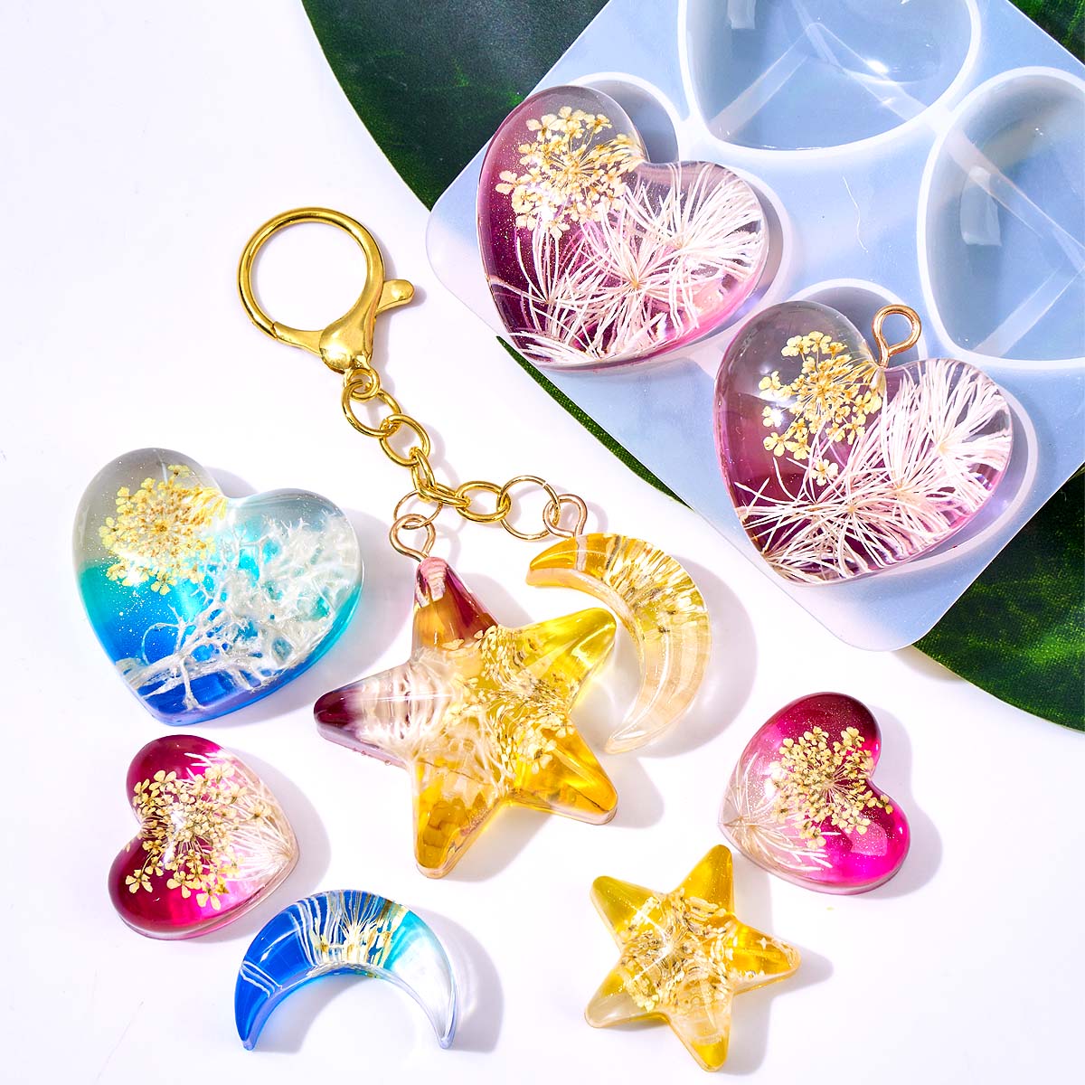 Herz-Stern-Mond-Anhänger Silik – Resin Art Jewellery Bewertung und Preis