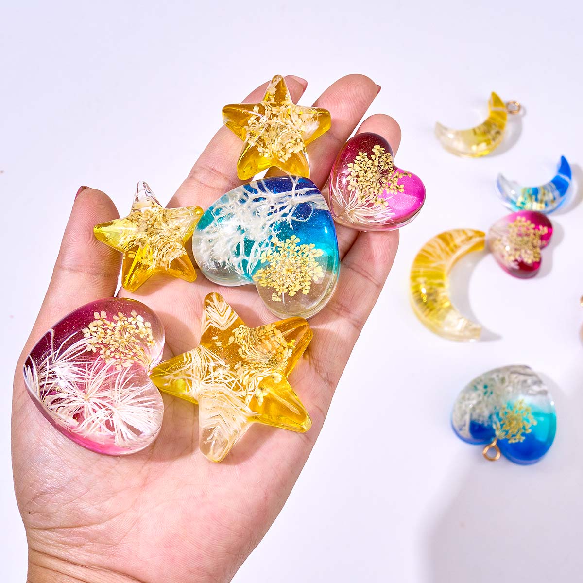 Herz-Stern-Mond-Anhänger Silik – Resin Art Jewellery Bewertung und Preis