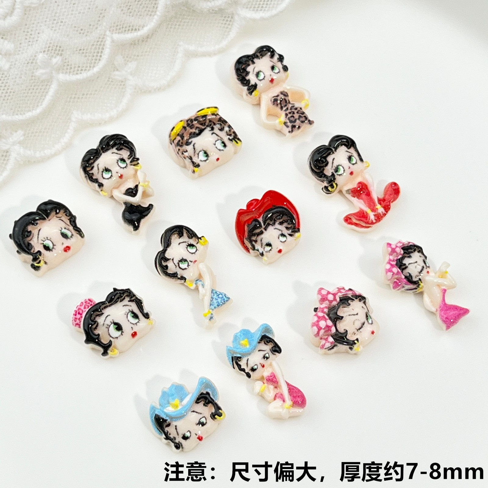100 Stück Cartoon-Betty-Nagelk – Resin Art Resin Bewertung und Preis