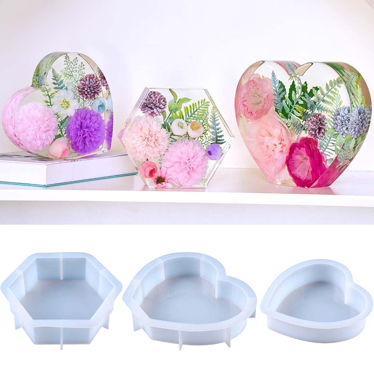 Herz-Hexagon-Ornament Buchstüt – Resin Art Stone Bewertung und Preis